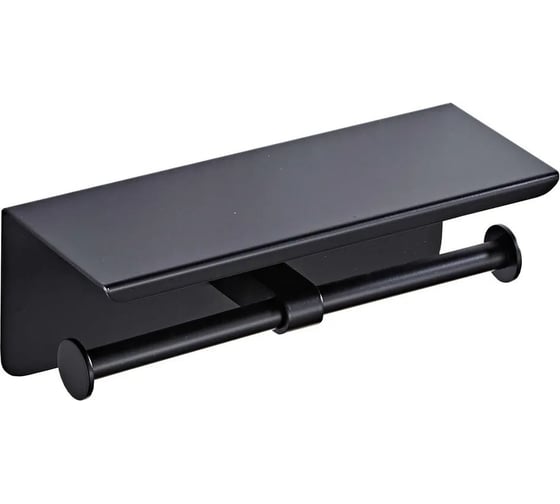 Изображение товара Держатель туалетной бумаги Mario с полочкой для телефона, чёрный, для 2-х рулонов 80655