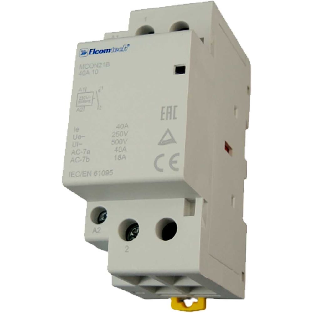 Изображение товара Контактор модульный ELCOMTECH MCON21B-40-10-230AC 40A 1NO 0NC 230VAC 2х модуль УТ-00038993 Изображение товара Контактор модульный ELCOMTECH MCON21B-40-10-230AC 40A 1NO 0NC 230VAC 2х модуль УТ-00038993