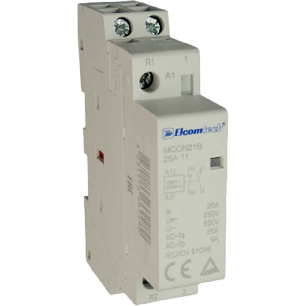 Изображение товара Контактор модульный ELCOMTECH MCON21B-25-11-230AC 25A 1NO 1NC 230VAC 1х модуль УТ-00038997