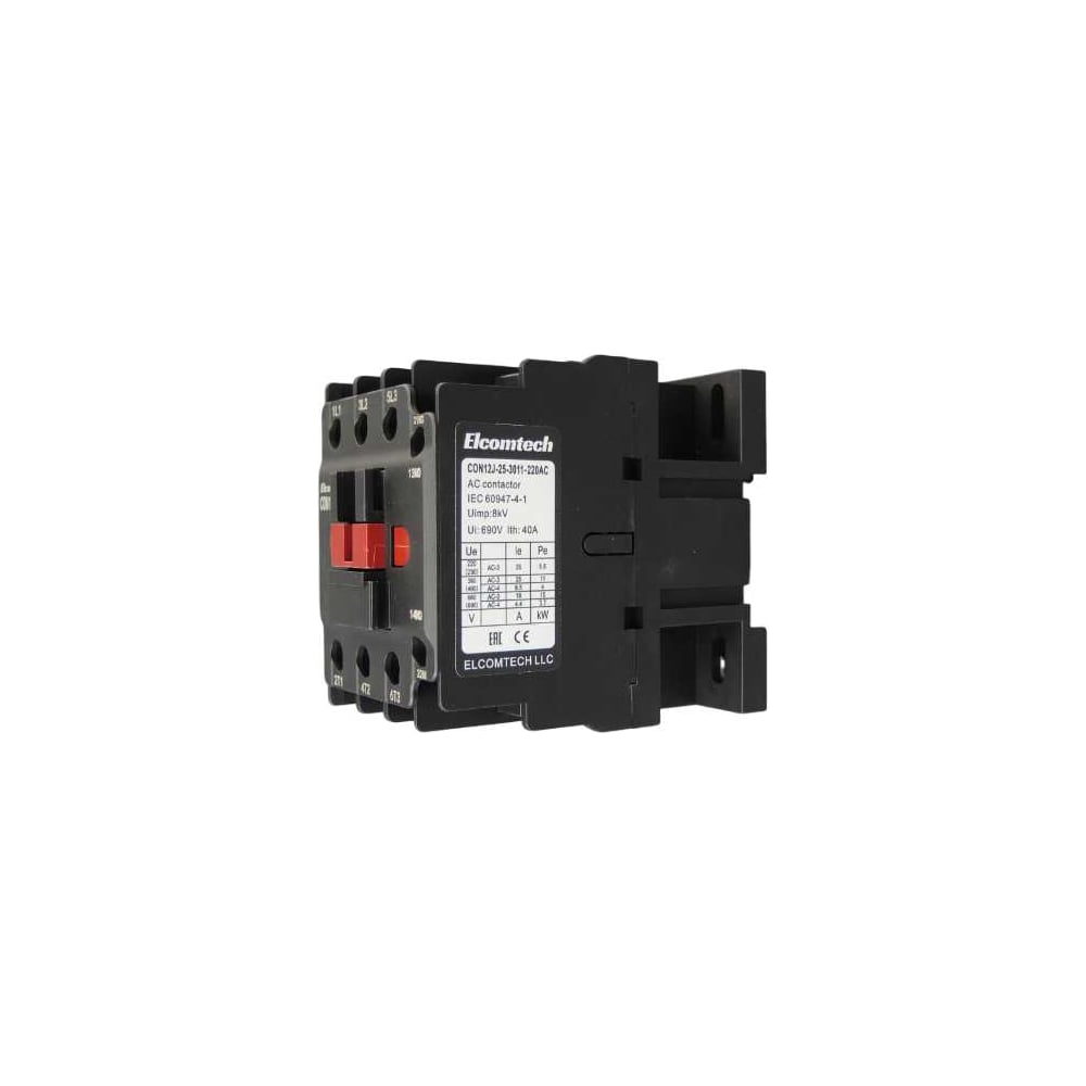 Изображение товара Контактор накладной ELCOMTECH CON12J-25-3011-220AC 25A 1NO 1NC 690V
