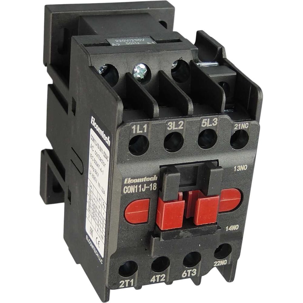 Изображение товара ELCOMTECH CON11J-18-3011-220AC - Контактор 18A, 1NO+1NC, 220В