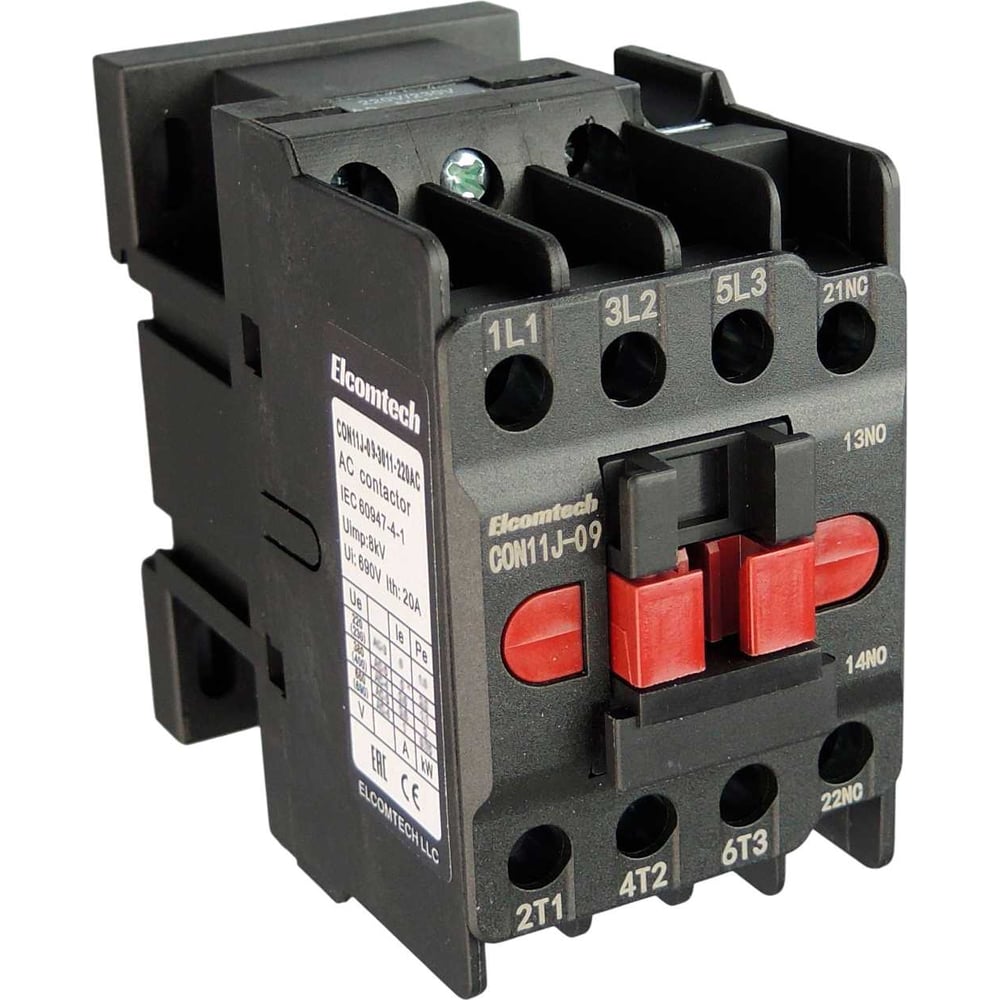 Контактор накладной ELCOMTECH CON11J-09-3011-220AC 9A 1NO 1NC 220VAC УТ-00033967