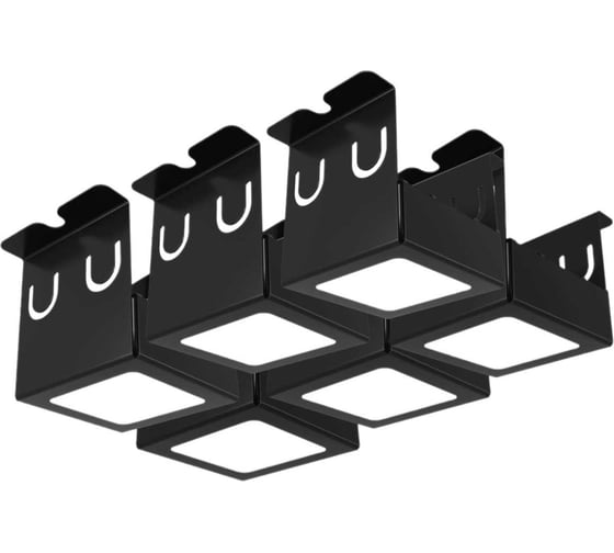 Изображение товара Светильник для грильято Geniled 6шт по 5Вт 5000К для ячейки 75x75 мм ширина ламели 10 черный встраиваемый 27120_black