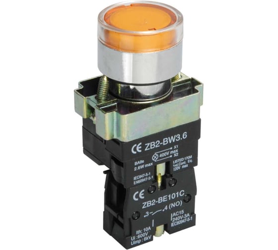 Изображение товара Кнопка управления IEK LAY5-BW3561 с подсветкой желтый 1NO BBT50-BW-K05