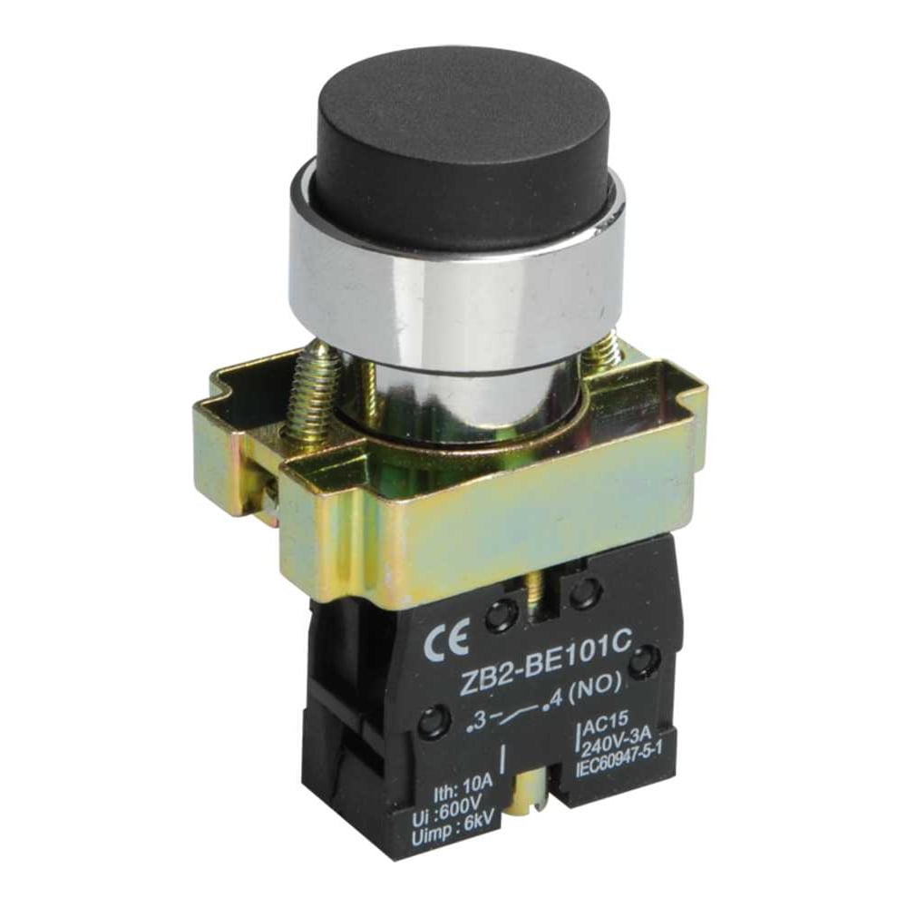 Изображение товара Кнопка управления IEK LAY5-BL21 без подсветки черная 1NO BBT70-BL-K02