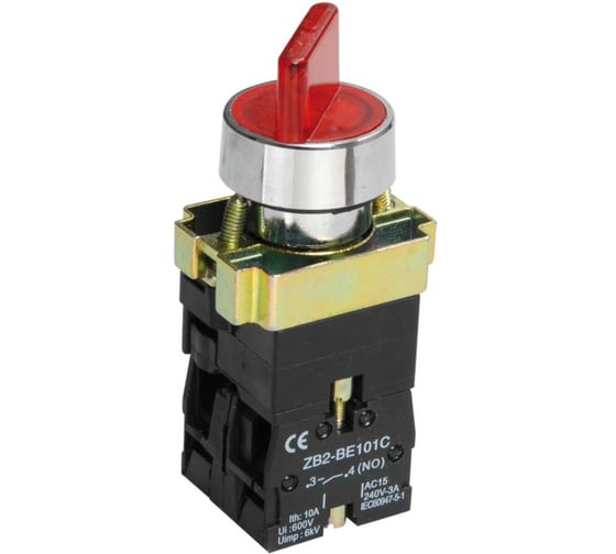 Изображение товара Переключатель IEK LAY5-BK2465 2 положения красный NO+NC BSW90-BK-2-K04