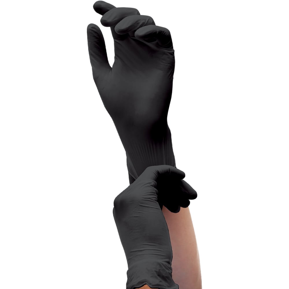 Изображение товара Перчатки виниловые универсальные RABBITEX 50 пар (100шт), р.S (малый), черные 702167