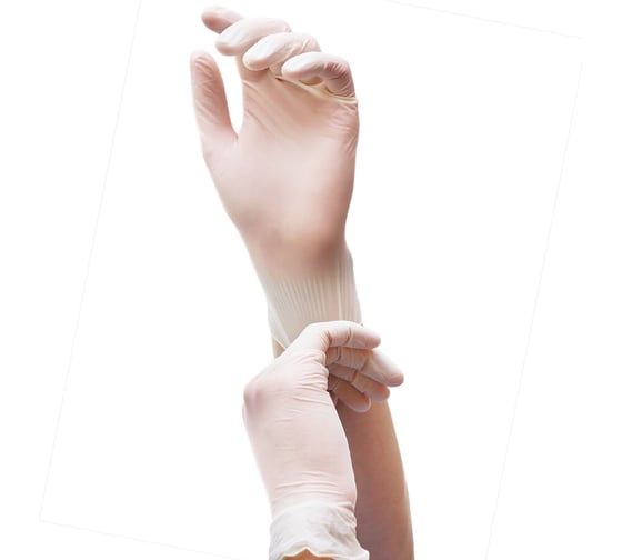 Изображение товара Перчатки виниловые универсальные RABBITEX 50 пар (100шт), р.S (малый), белые 702163