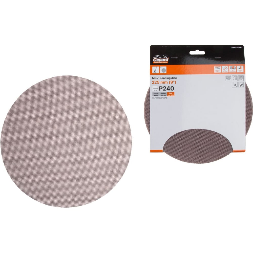 Изображение товара Шлифлист Gepard GP5021-240 универсальная сетчатая основа 225 мм Р240