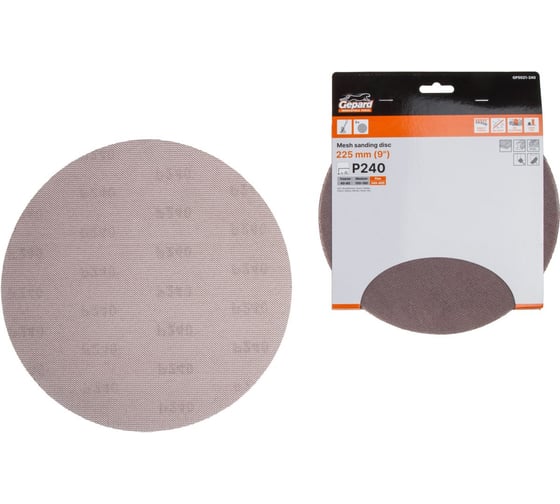 Изображение товара Шлифлист круглый самосцепляющийся Gepard 225 мм Р240 5 штук GP5021-240 ЦЗ-0277313216