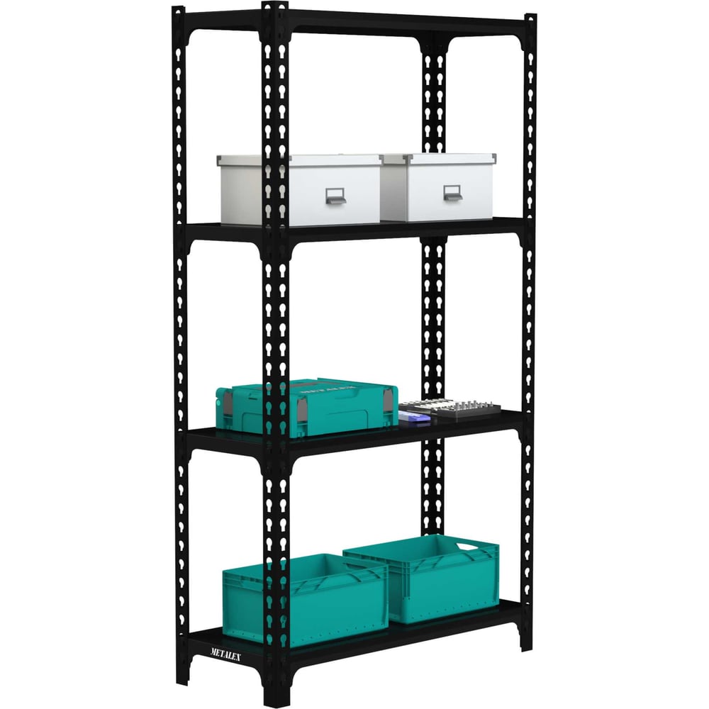 Стеллаж ООО Металекс Metalex MID 2200х1000х600 4 полки, черный 107416