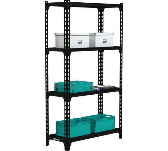 Изображение товара Стеллаж ООО Металекс Metalex MID 1800х1000х600 4 полки, черный 107386