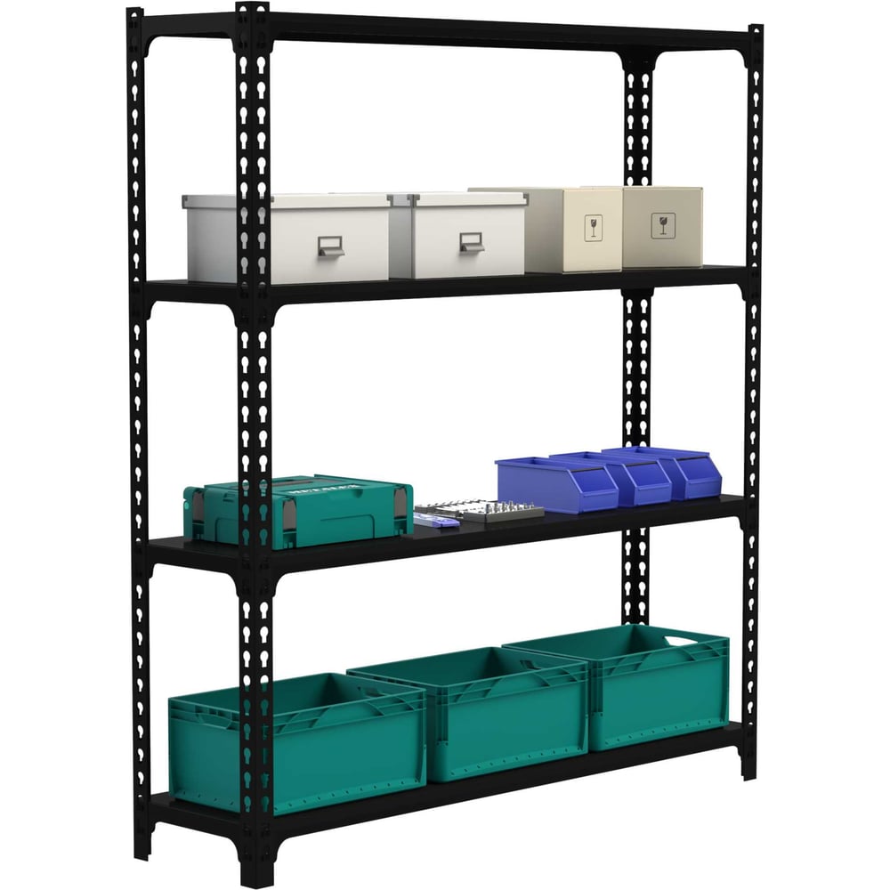 Стеллаж ООО Металекс Metalex MID 2000х1600х400 4 полки, черный 107394