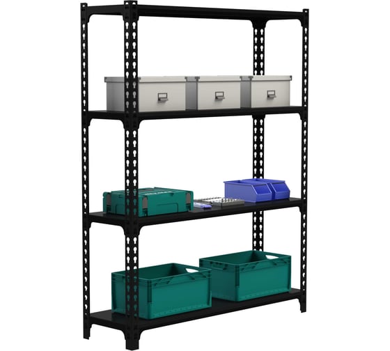 Изображение товара Стеллаж ООО Металекс Metalex MID 2200х1200х500 4 полки, черный 107412