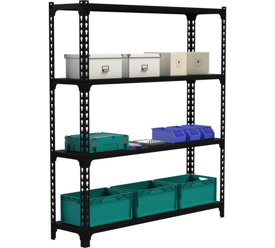 Изображение товара Стеллаж ООО Металекс Metalex MID 2200х1800х400 4 полки, черный 107410