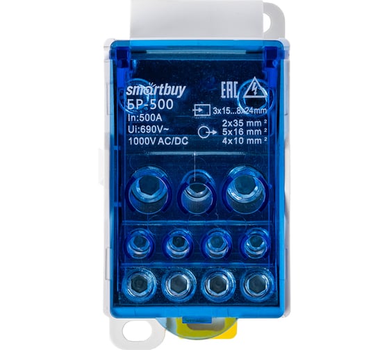 Изображение товара Блок распределительный SMARTBUY БР 500A на DIN-рейку SBE-bcdb-500
