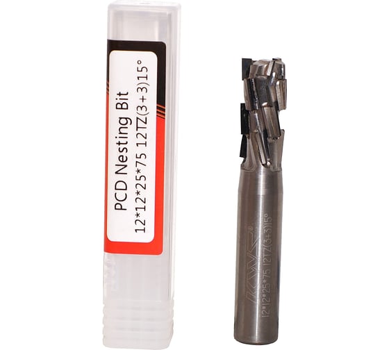 Изображение товара Фреза концевая алмазная KWS Нестинг 12х12х25х75 Z12 (3+3) R 15 (корпус спецсталь) DCN2BA002