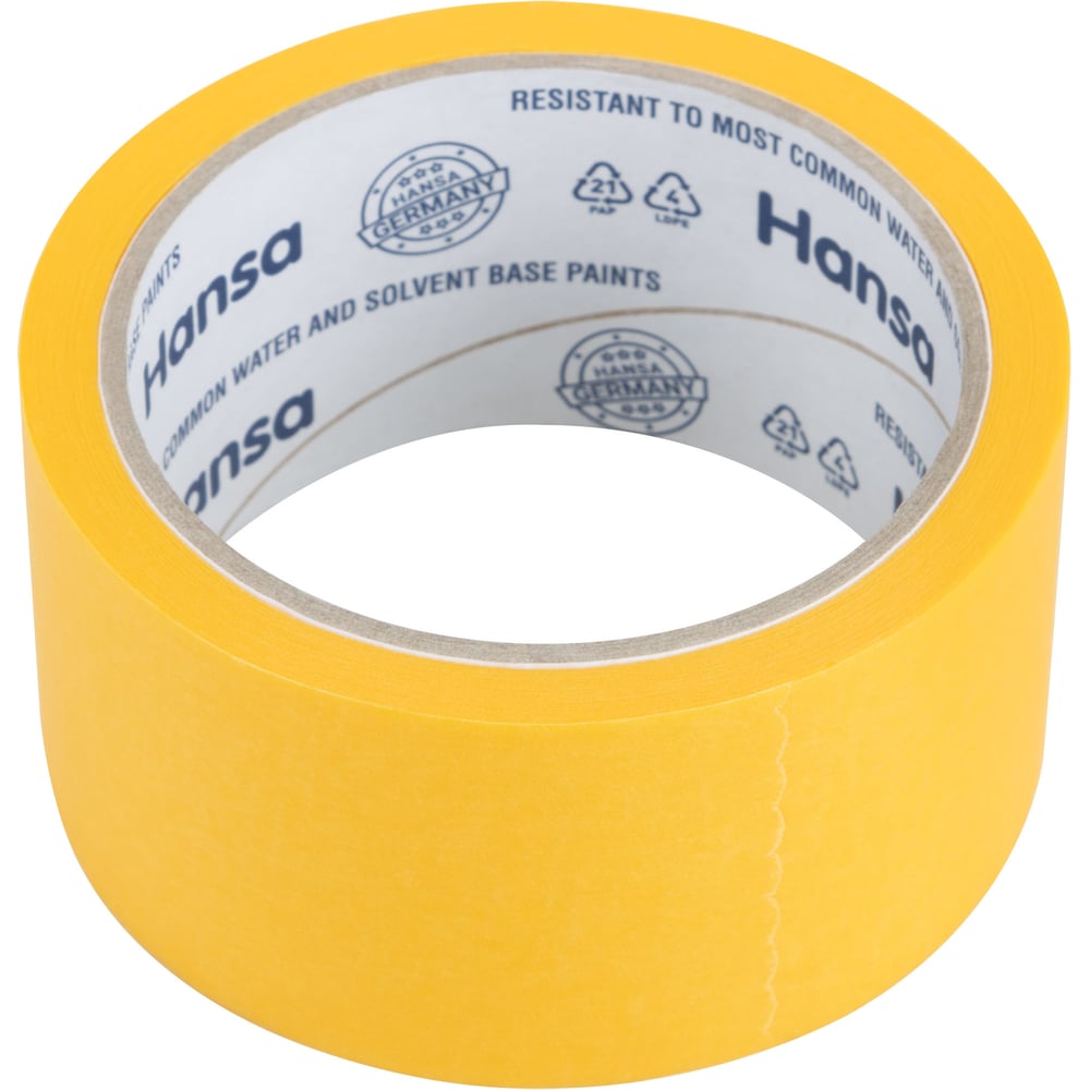 Изображение товара Материал: Малярная лента Hansa Washi 48 мм x 25 м (желтая) с термостойкостью