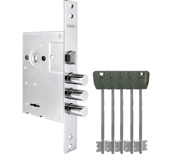 Изображение товара Замок врезной сувальдный Punto MDV30/S-65.77 CP хром (длинный ключ) тех.уп. 60611