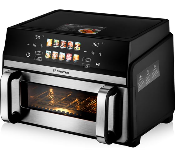 Изображение товара Аэрогриль BRAYER 2055BR 2200 Вт,11 л, t. 200С, съемная решетка, LED-дисплей, 10 программ BR2055