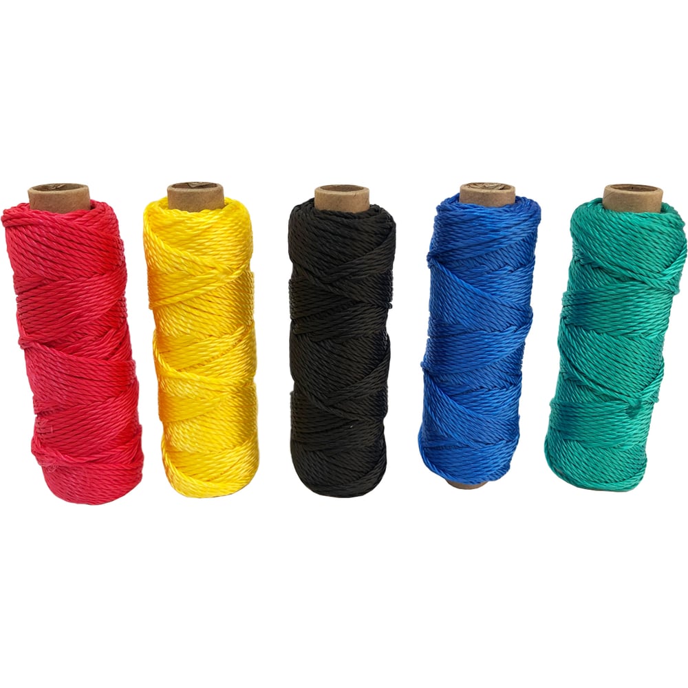 Изображение товара Набор нитей полипропиленовых крученых Стройбат 1,2 мм, разноцветный 25 шт, 561130