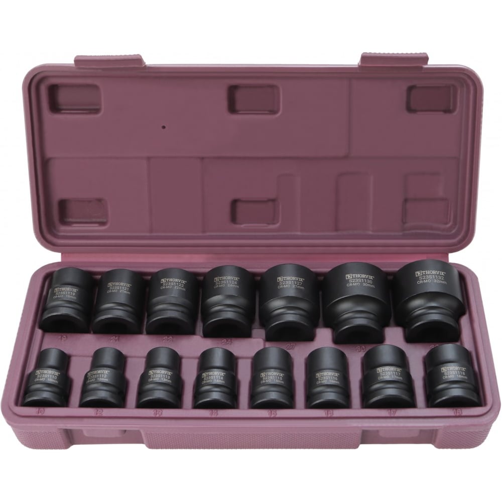 Изображение товара Thorvik S23S1115S - набор головок 1/2 DR, 10-32 мм, 15 предметов