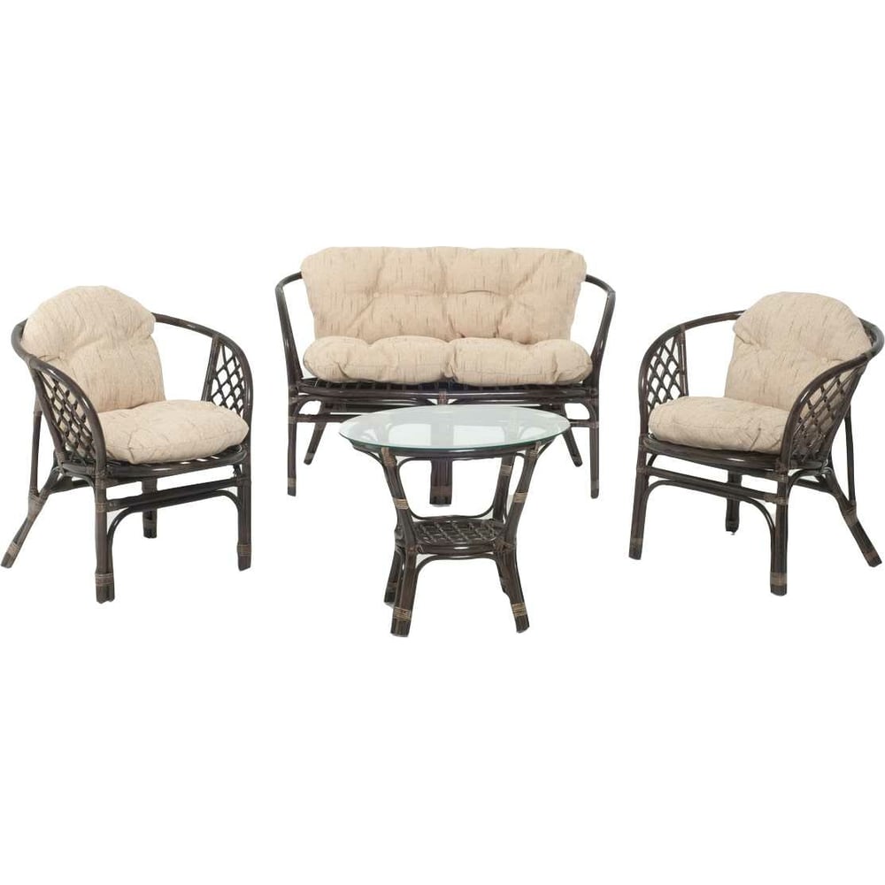 Комплект для отдыха Vinotti Багамы 01/16 NEW Темный коньяк подушки рогожка