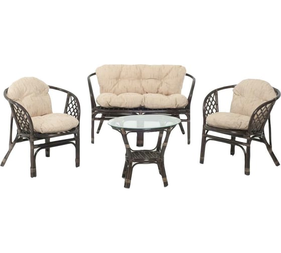 Изображение товара Комплект для отдыха Vinotti Багамы 01/16 NEW Темный коньяк подушки рогожка