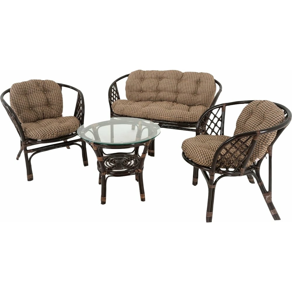 Комплект для отдыха Vinotti Багамы 01/16 NEW Темный коньяк подушки клетка