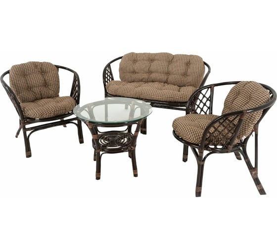 Изображение товара Комплект для отдыха Vinotti Багамы 01/16 NEW Темный коньяк подушки клетка