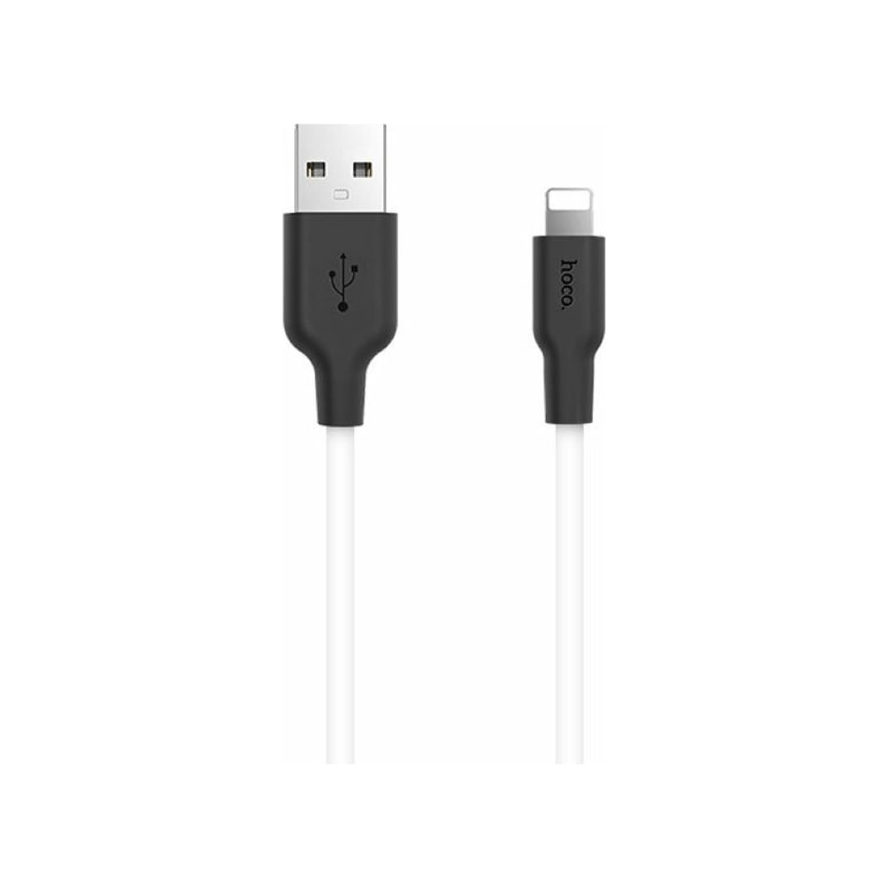 Изображение товара Кабель USB 2.0 Hoco X21 с силиконовой оплеткой 1м бело-черный