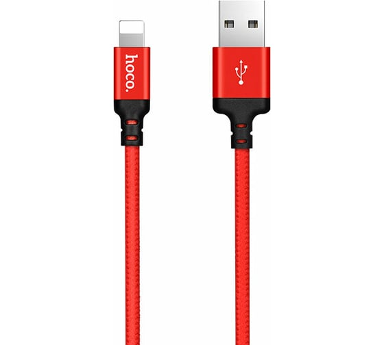 Изображение товара Кабель USB 2.0 Hoco X14, AM/Lightning M, черно-красный, 1м 6957531062837
