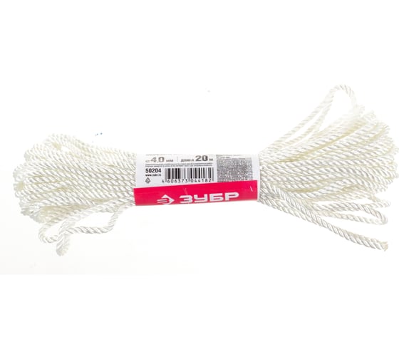 Изображение товара Веревка капроновая (4 мм; 20 м) Зубр 50204