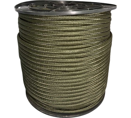 Изображение товара Шнур плетеный полипропиленовый ООО Оптхозторг 12 мм 200 м, хаки 1120Х200