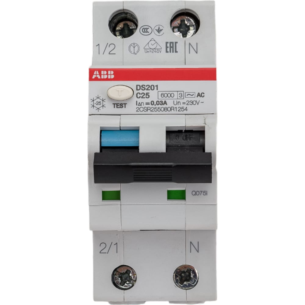 Автоматический выключатель дифференциального тока ABB выключатель автоматический дифференциального тока 2п 1p n c 10а 30ма тип ac 4 5ка ад 12 basic ekf da12 10 30 bas