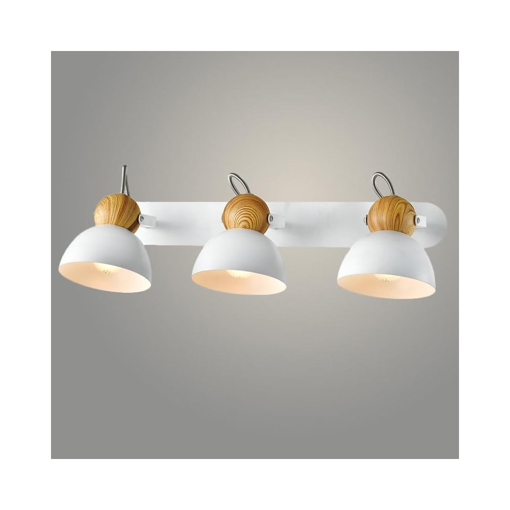 Изображение товара Спот Спот 23390/3 WH+WOOD Современный белый с деревом, 3x40W E14