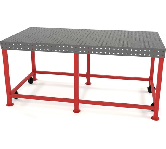 Изображение товара Сварочный стол Flamet 1000х2000 Expert 12 мм подстолье с перемычками и колесами КPBK-1000x2000-12