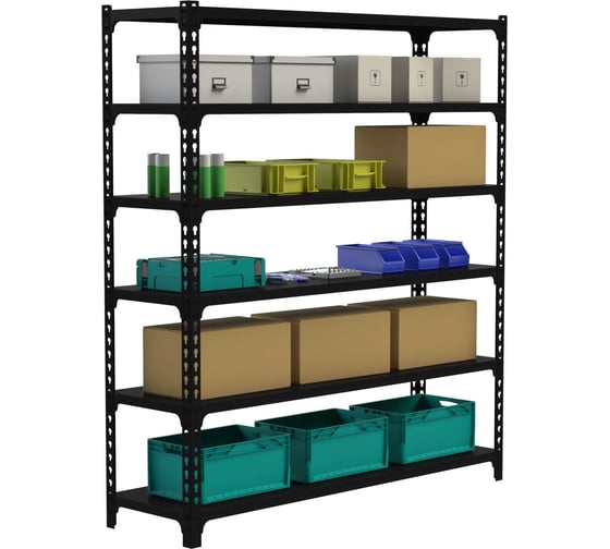 Изображение товара Стеллаж ООО Металекс Metalex MID 2200х1800х400 6 полок, чёрный 107470