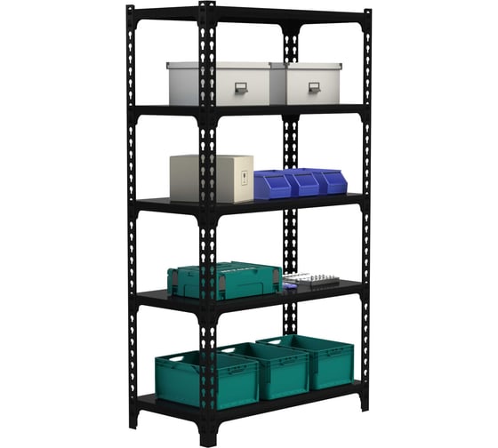 Изображение товара Стеллаж ООО Металекс Metalex MID 2000х1000х600 5 полок, чёрный 107446