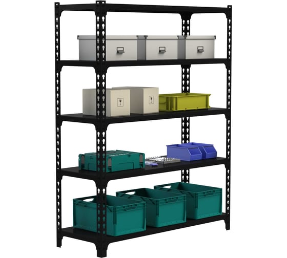 Изображение товара Стеллаж ООО Металекс Metalex MID 2200х1200х500 5 полок, чёрный 107457