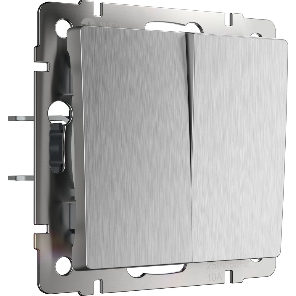 Изображение товара Выключатель двухклавишный Werkel W1120009 cеребряный рифленый a050901