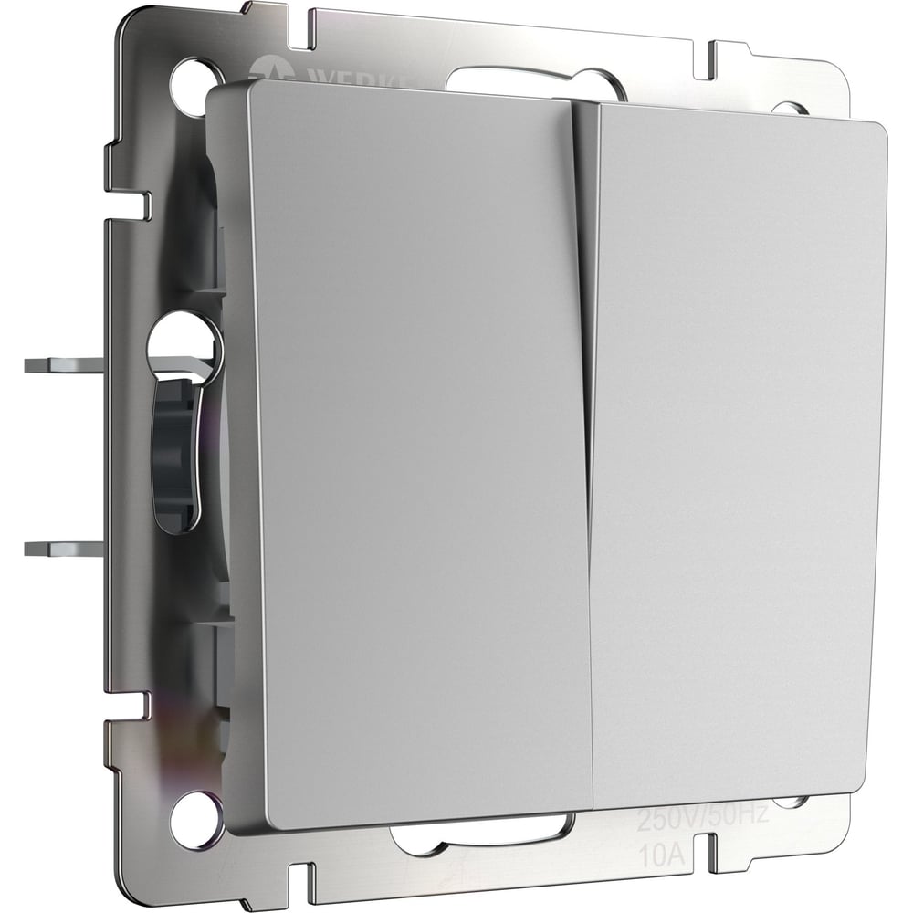 Изображение товара Выключатель двойной Werkel W1120006 серебристый с накладкой