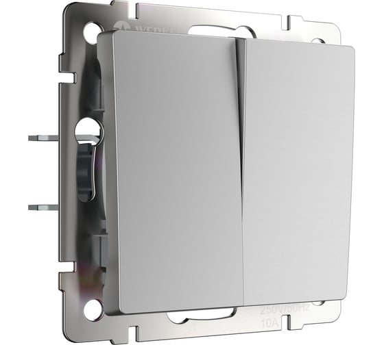 Изображение товара Выключатель двухклавишный Werkel W1120006 серебряный a050887