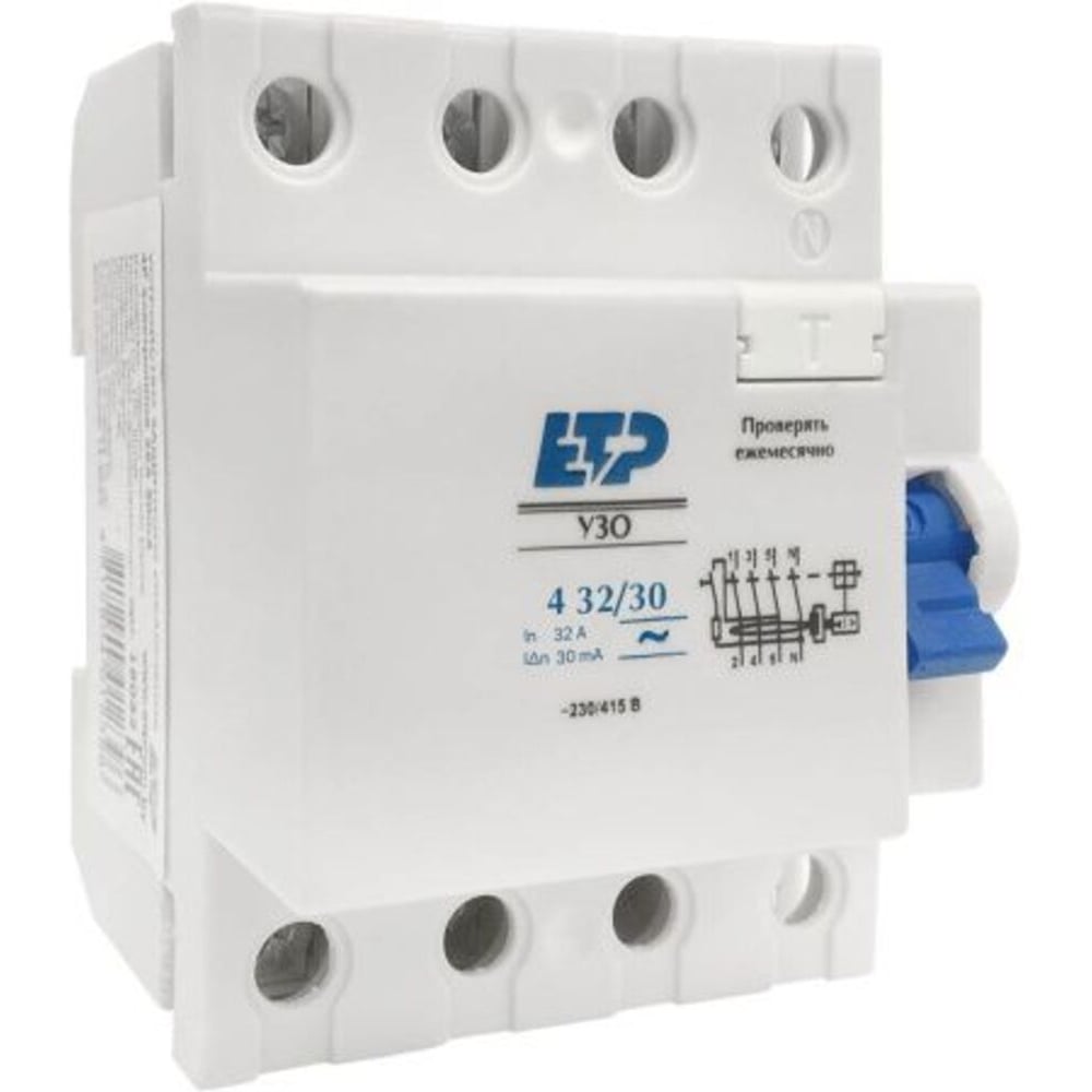 Изображение товара Устройство защитного отключения ЕТР DLF364 4Р 32А/30мА (электромеханическое)