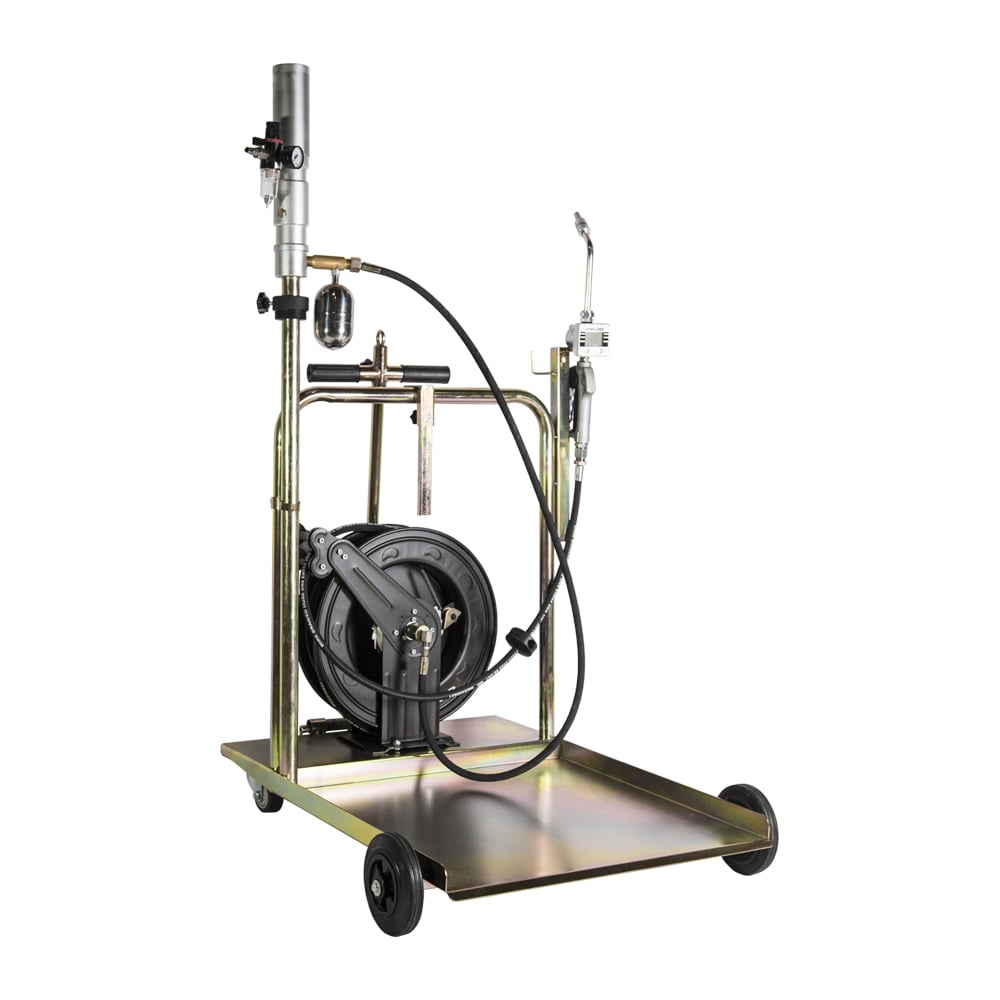 Изображение товара Маслонагнетатель пневматический Unilube 5:1, с катушкой, тележкой для бочек 180/220 кг UM8795