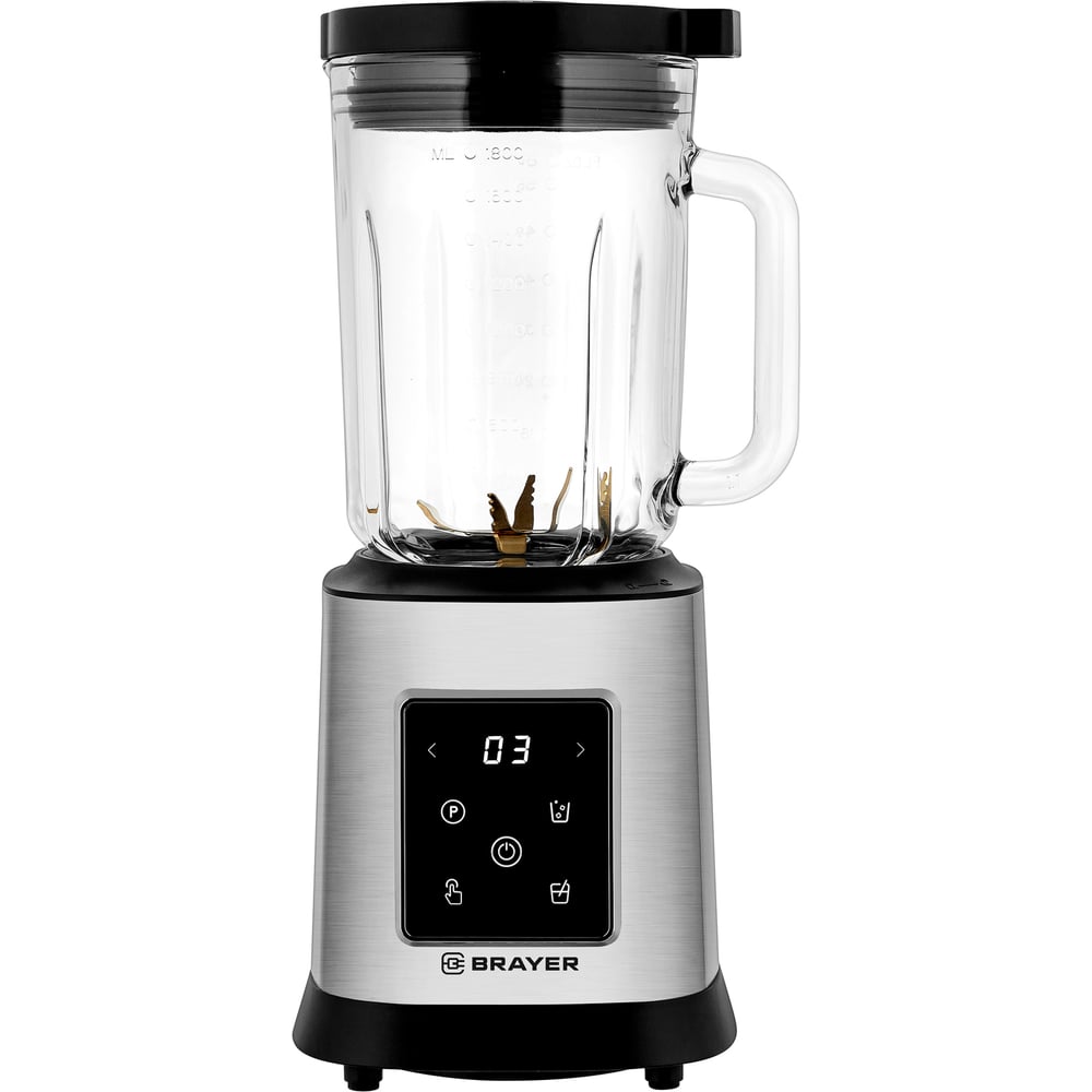 Изображение товара Блендер настольный BRAYER 1207BR 2000 Вт, стекл., 1,8 л, 6 нож. титан., импульс, колка льда,сенсор BR1207