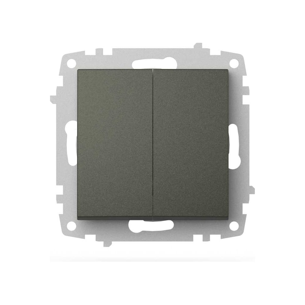 Изображение товара Выключатель двухклавишный ELBI Zena Vega дымчатый M+K 609-011100-202