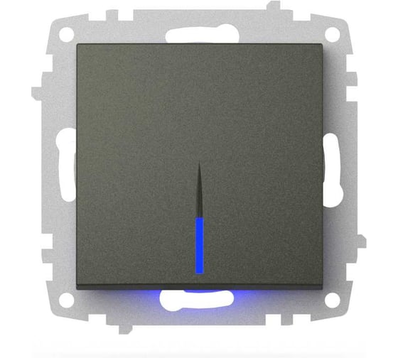 Изображение товара Выключатель одноклавишный с подсветкой ELBI Zena Vega дымчатый M+K 609-011100-201