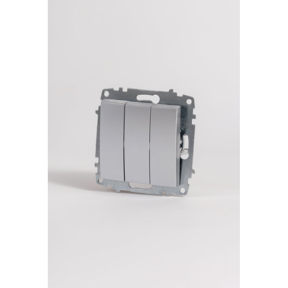 Изображение товара Выключатель 3х клавишный ELBI Zena Vega серый металлик, 1 выход M+K 609-011000-254