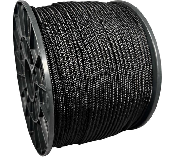 Изображение товара Шнур плетеный ООО Оптхозторг полиамидный 6 мм 200 м черный 2061200